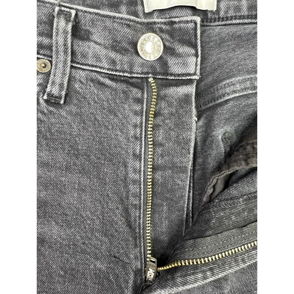 AGOLDE Wilder High Rise Straight Jeans Womens 24 Gray Charcoal Distressed Denim - Picture 3 of 13